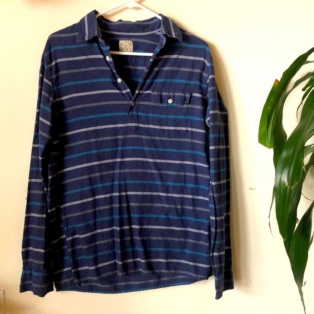 JCrew long sleeve Henley striped blue shirt - S